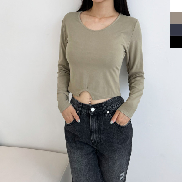 GSS ET9968 여자 라이크 텐션 스쿱넥 크롭 티셔츠