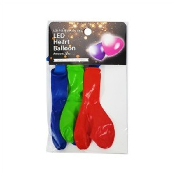(PC) LED풍선 25cm 하트풍선 (3입)
