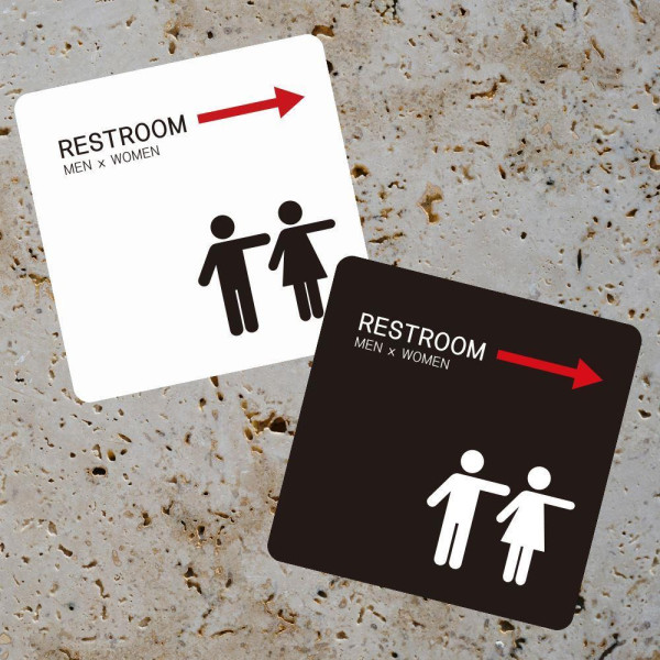 RESTROOM 우측4 부착형 정사각 소형안내판 13x13cm 디자인문패