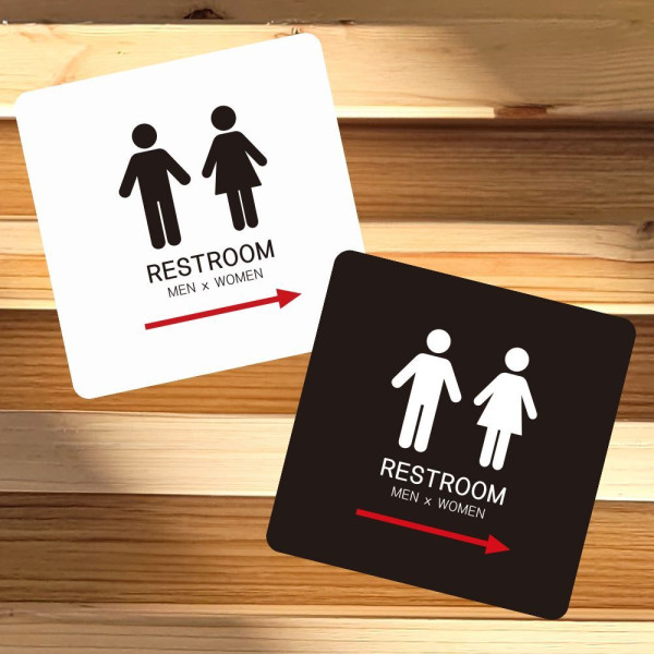 RESTROOM 우측7 부착형 정사각 소형안내판 13x13cm 디자인문패