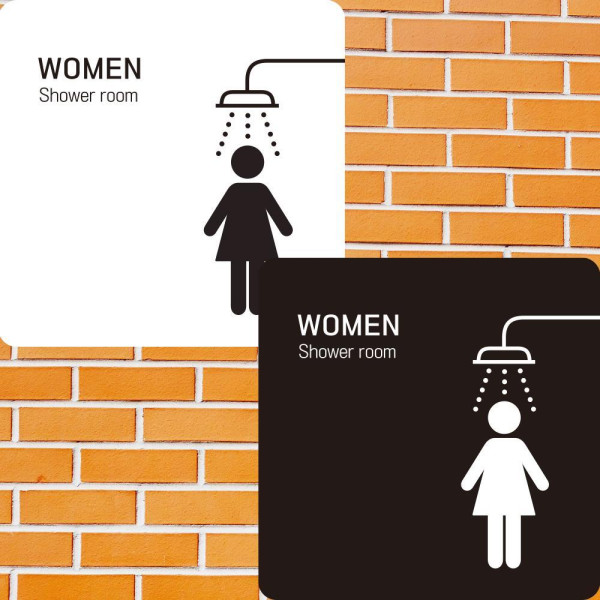 WOMEN Shower room 부착형 정사각안내판 22x22cm 디자인문패
