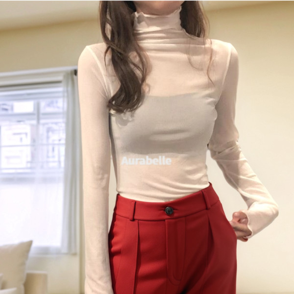 아우라벨르 시스루 티셔츠 폴라 이너티 나시탑 레이스 민소매탑 이너티 브라탑