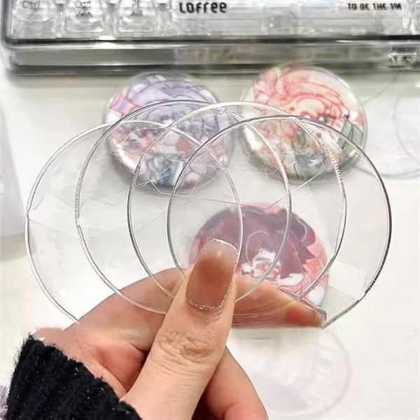 원형 캔뱃지 커버 투명 보호 파우치 PVC 커버 보관함 굿즈 보관 최애캐 정리 58mm