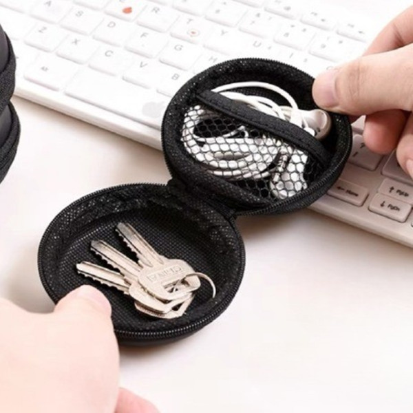미니 충전기 usb 이어폰 보관 파우치 케이스 원형