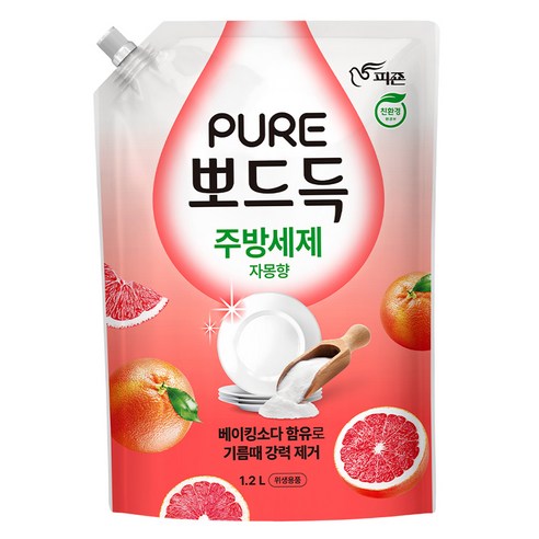 피죤 퓨어 뽀드득 주방세제 자몽 1 2L