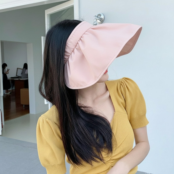 주름포인트 해변 여행모자 썬캡 핑크