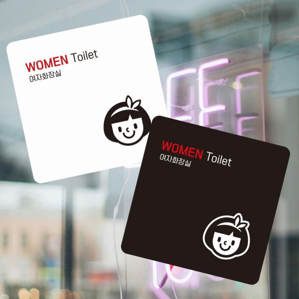 WOMEN 여자화장실 부착형 사각 소형안내판 13x13cm 디자인문패