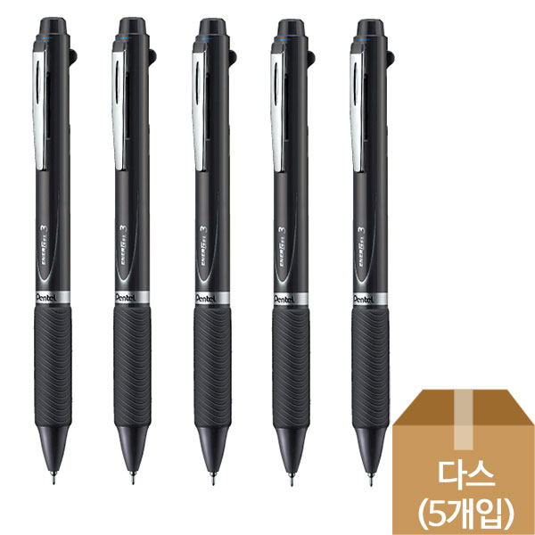 펜텔)에너겔 3색 중성펜(XBLC35N/0.5mm/다크그레이)-다스(5개입)