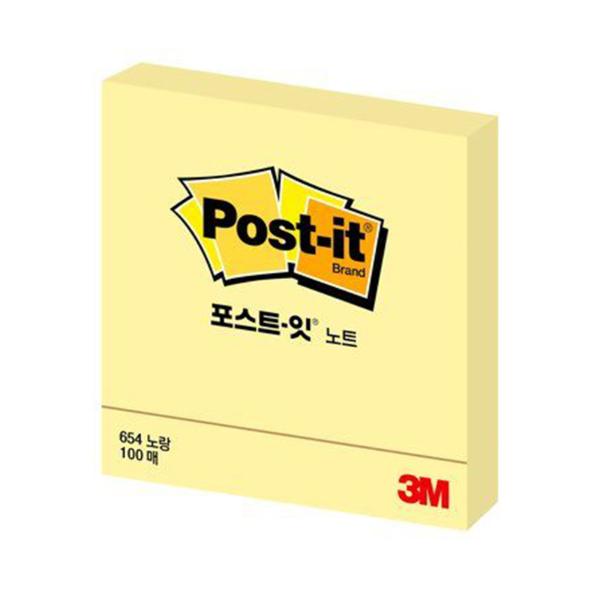 3M 포스트잇 654(노랑 76x76mm)