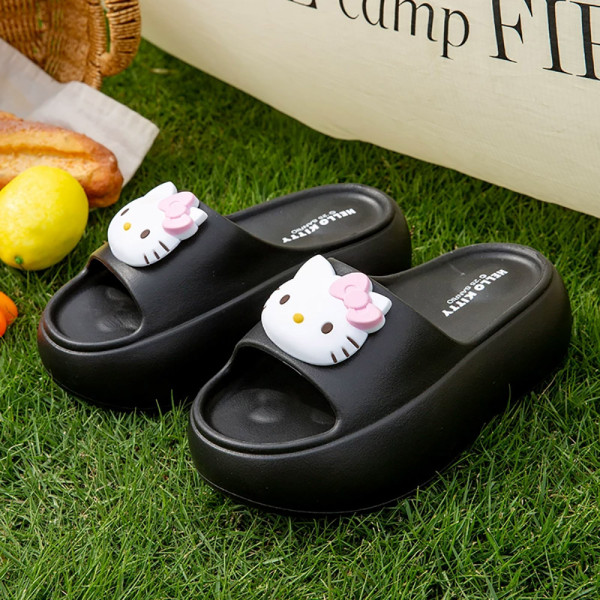 헬로키티 페이스 키높이 슬리퍼 240mm-블랙