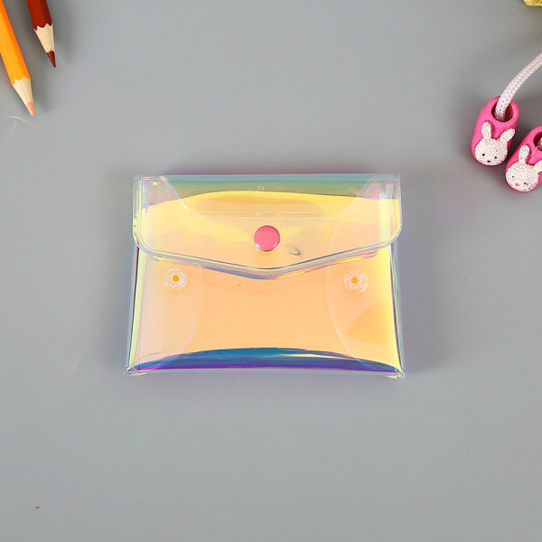 파우치 홀로그램 PVC 백 파우치 카드지갑 10x8cm S12075