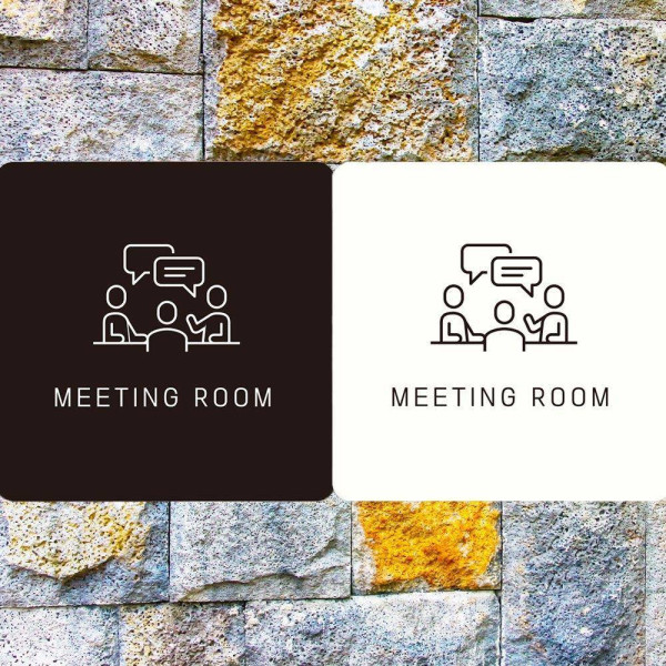 MEETING ROOM5 부착형 사각안내판 18x18cm 블랙