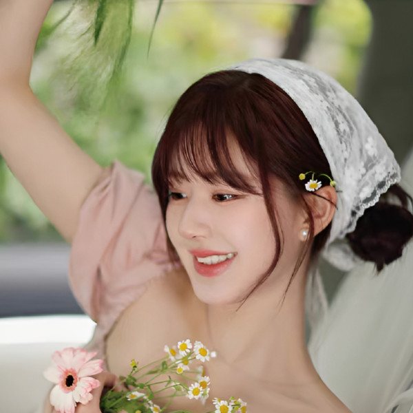 [BBT4] 삼각두건 레이스두건 머리에쓰는 머리 스카프 꽃무늬 헤어