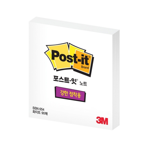 3M 포스트잇 슈퍼스티키 654 SSN 흰색 69 74 5 90매 점착식 메모지