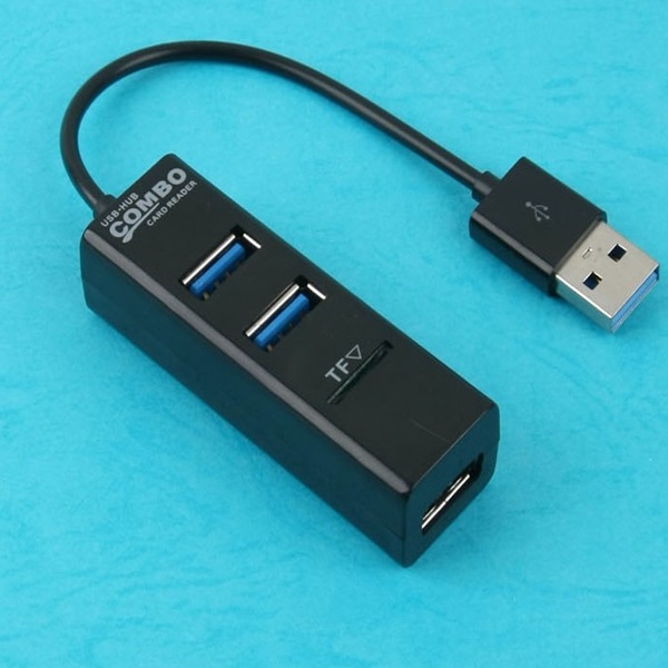 USB 2.0 카드리더기 TF/MicroSD USB 3포트 허브 블랙