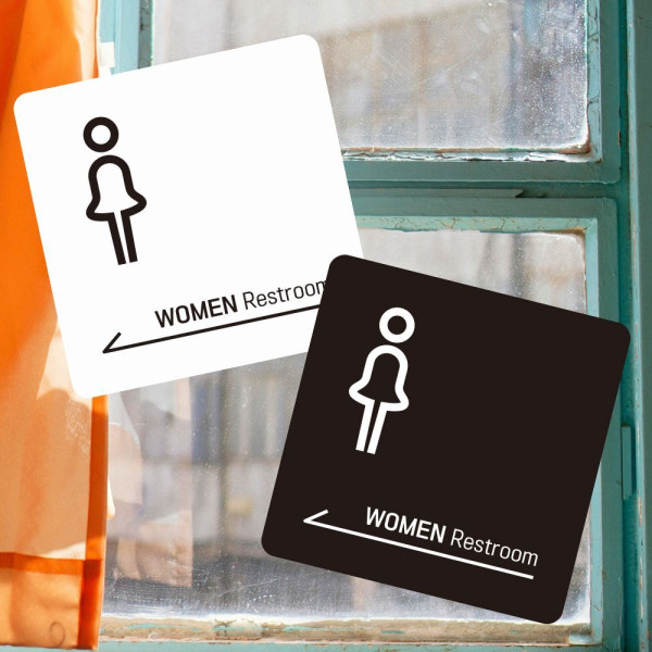 WOMEN Restroom 좌측 부착형 소형안내판 13x13cm 디자인문패