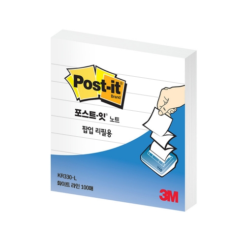 3M 포스트잇 노트 팝업리필 KR 330 L 화이트라인