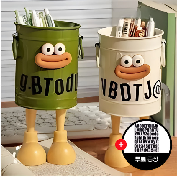 못생긴 소세지입술 깡통 연필꽂이 다용도 연필 펜 볼펜 브러쉬 수납 꽂이 꾸러기 필통
