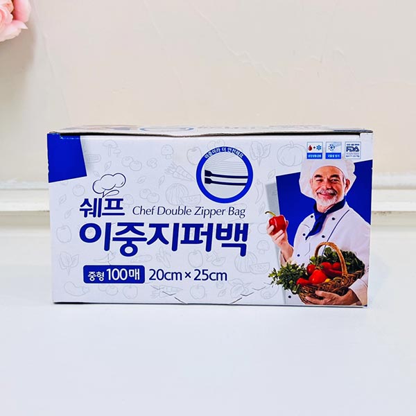쉐프이중지퍼백중형100매 20x25