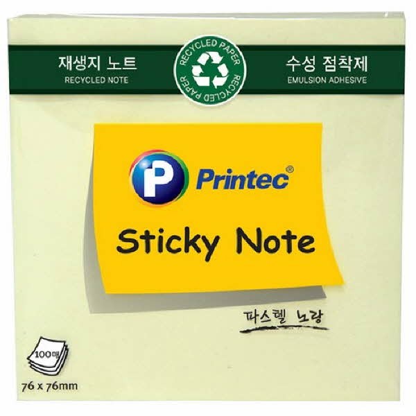 프린텍 E7676Y 스티키노트 노랑 76 x 76 100매