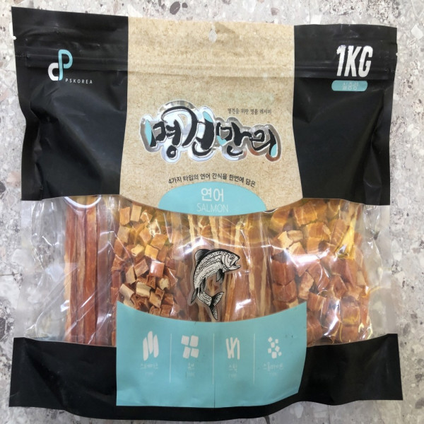 명견만리 대용량 연어 육포 강아지 반려견 사료 1kg