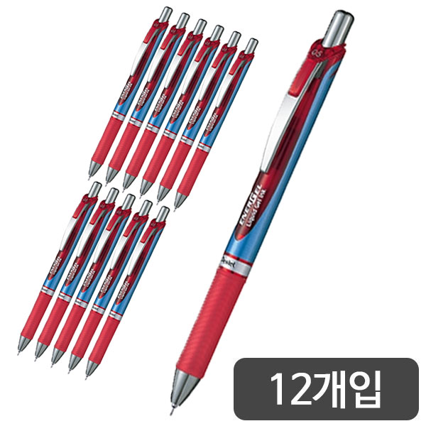 펜텔)에너겔 니들포인트펜(노크식/BLN75/0.5mm/적)-다스(12개입)