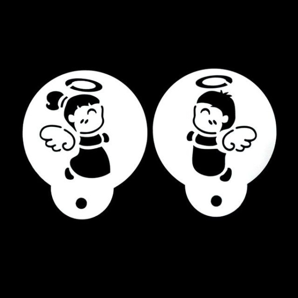 카페테리아 데코 도안 스텐실(아기천사커플) 1개