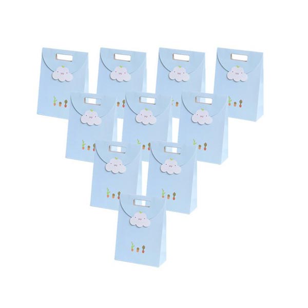 손잡이 종이쇼핑백 블루구름 소 10개 12x7x16cm