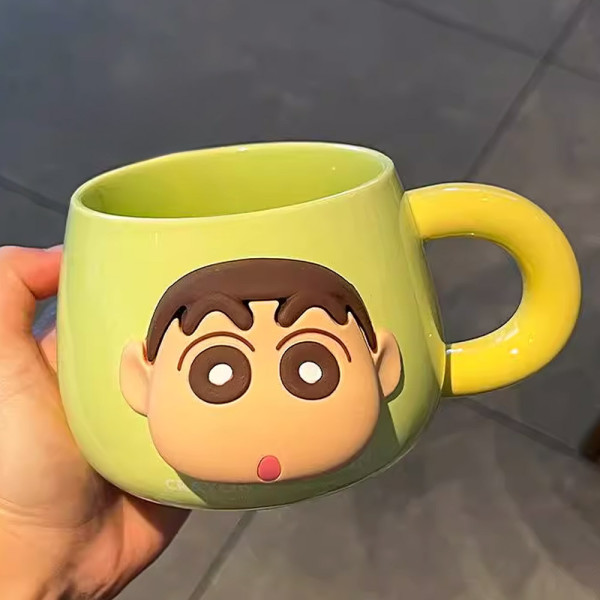 짱구 3D 페이스 자석 머그컵 500ml-그린