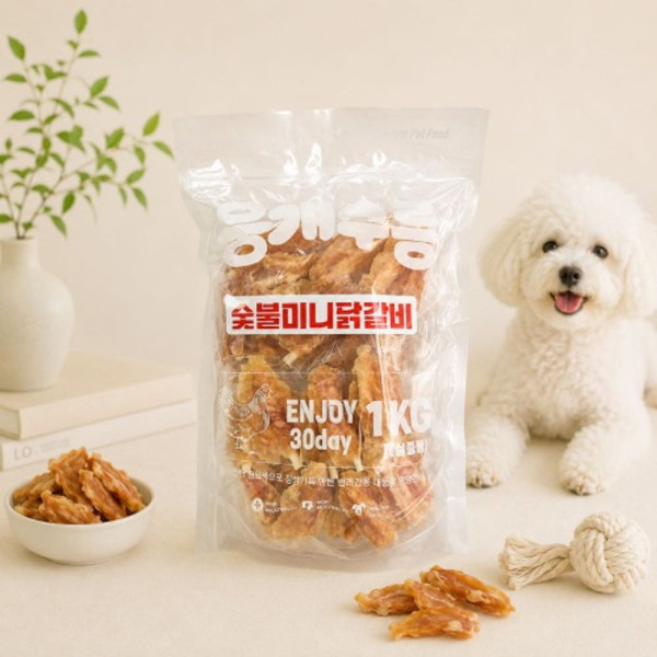 펫앤코 뭉개구름 숯불미니닭갈비1kg 대용량간식