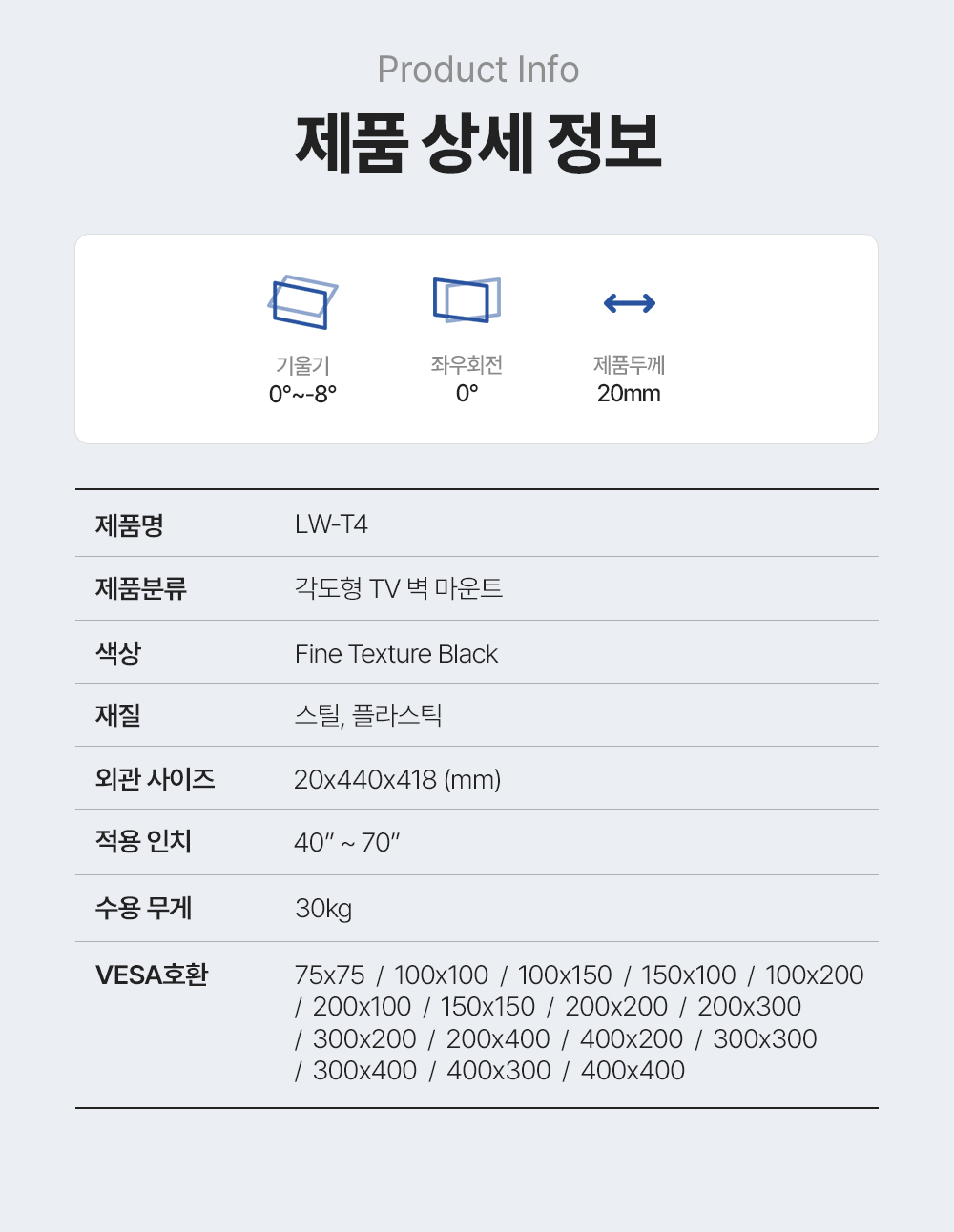 LW-T4,벽형거치대