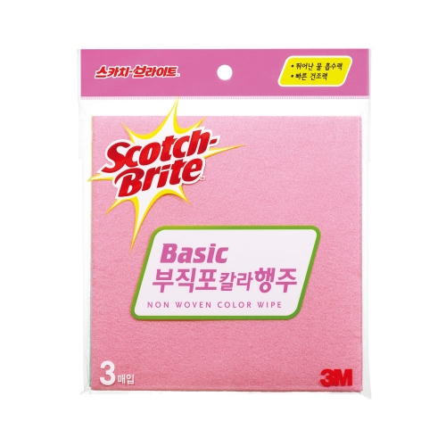 3M 브라이트 베이직 부직포 칼라행주 3매