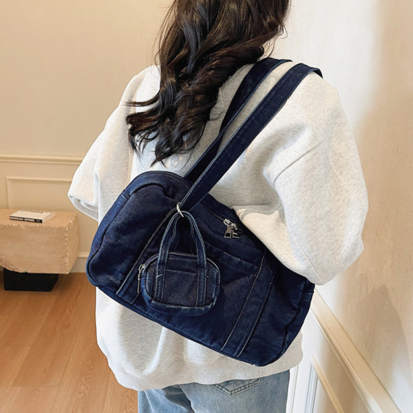 여성 데님 봄 여름 숄더백 휘뚜루마뚜루 가방 진블루