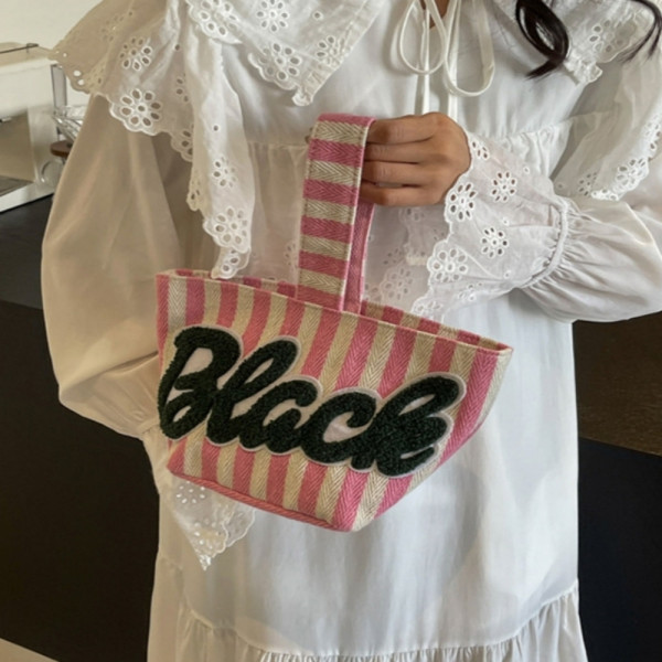 스트라이프 쁘띠 토트백 핑크