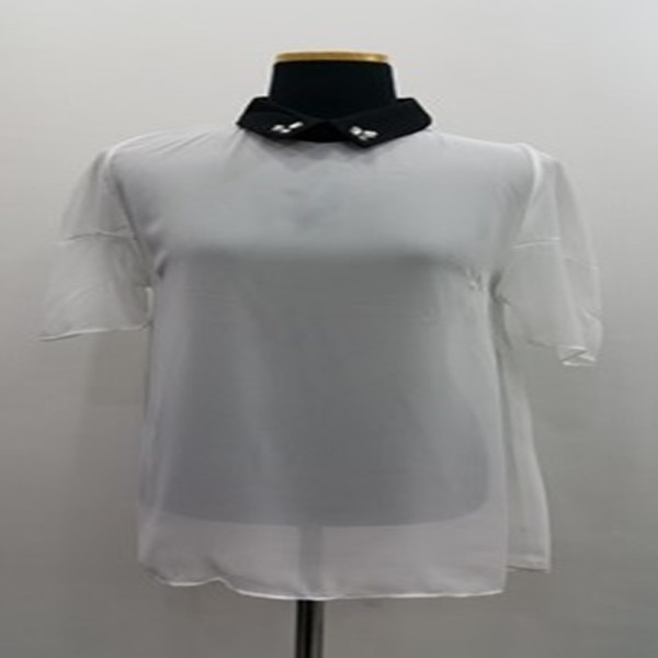 S1178 2컬러 블링블링 큐빅 카라 쉬폰 반팔 블라우스
