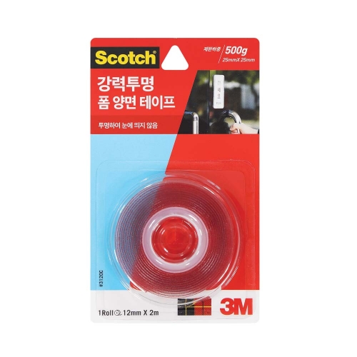3M 스카치 강력투명투명폼양면테이프 3120C 12mm 2 0m 박스 24개