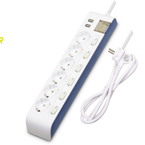 현대 일렉트릭 고용량 멀티탭 6구 USB 멀티탭 과부하차단 개별 멀티탭 3m