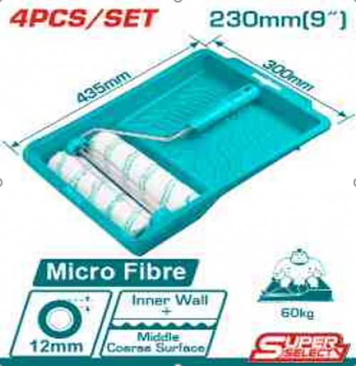 TOTAL 수성페인트 세트 4PCS롤러모 손잡이 트레이THT811223041