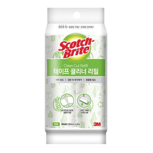 3M 스카치브라이트 청소용 테이프 클리너 대형 리필 160 8M 2개입