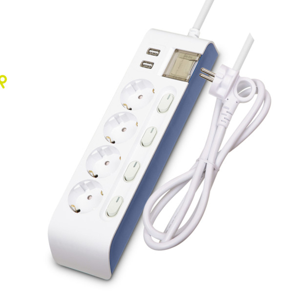 현대 일렉트릭 고용량 멀티탭 4구 USB 멀티탭 과부하차단 개별 멀티탭 3m