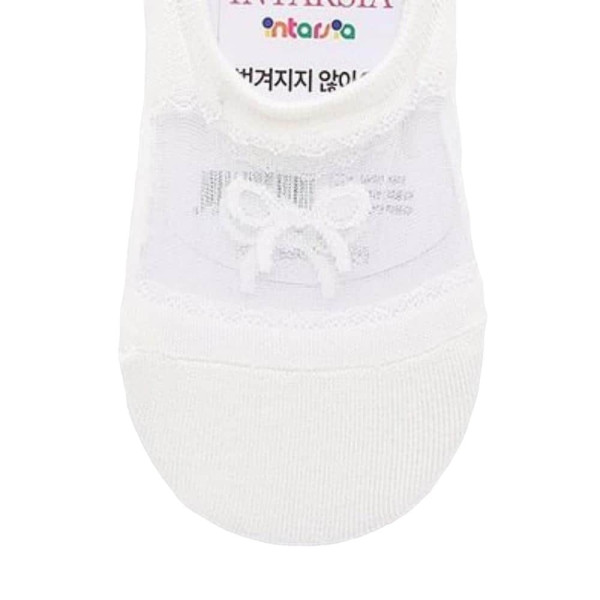 여성용 리본 발등메쉬 페이크삭스 화이트 5켤레