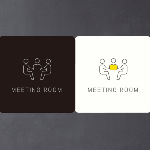 MEETING ROOM2 부착형 사각안내판 18x18cm 화이트