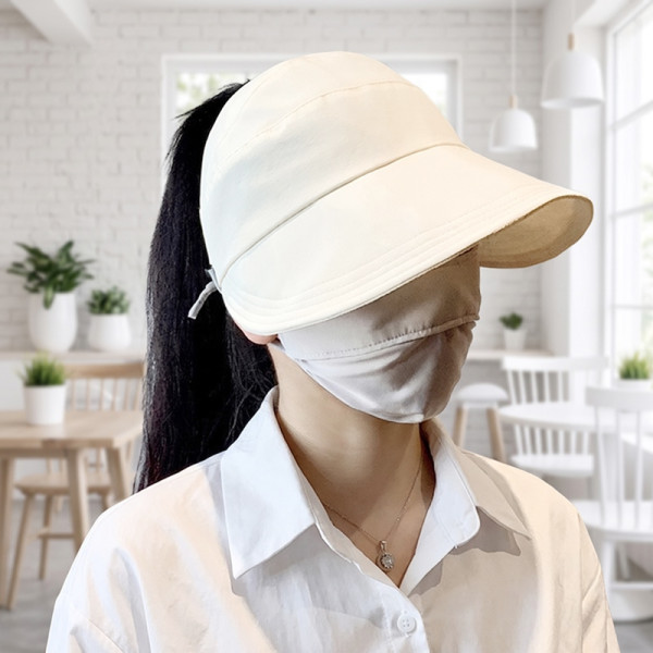 포니테일 썬캡 햇빛 자외선 차단 창 넓은 가리개 중년 여성 여름 모자 버킷햇 여자 선캡