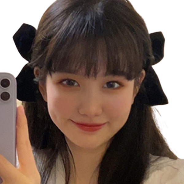 옆머리 리본 집게핀 리본핀 헤어핀 2color 블랙 화이트 벨벳 새틴 헤어 핀 머리핀