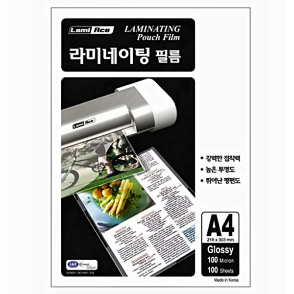 라미에이스 코팅지 코팅필름 A4 100mic 216x303mm 100매입 코팅용지