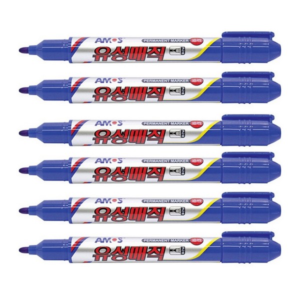 아모스 유성매직 청 (12EA)(1-2mm 청색 12EA)