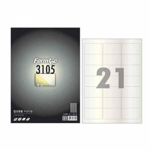 폼텍 잉크젯 투명라벨 IC 3105 21칸 5매