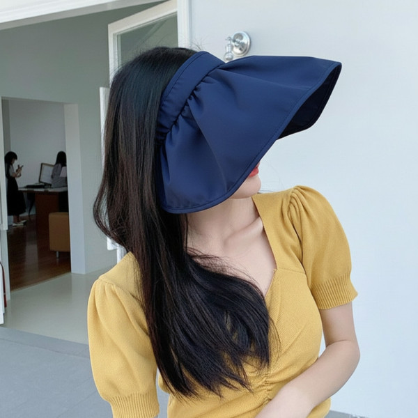 주름포인트 해변 여행모자 썬캡 네이비