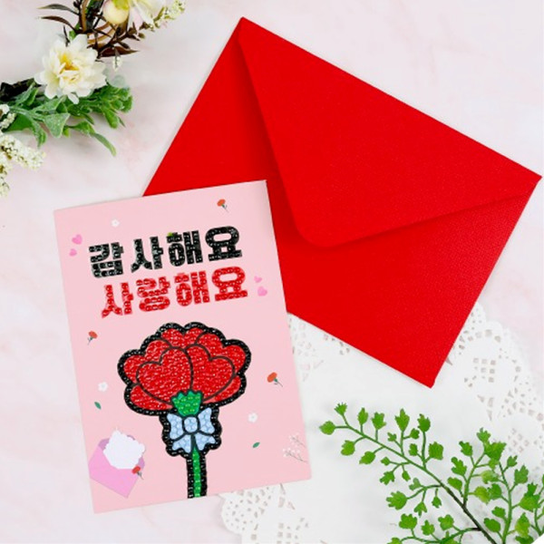 (CL) 하트 카네이션 보석십자수 카드 만들기