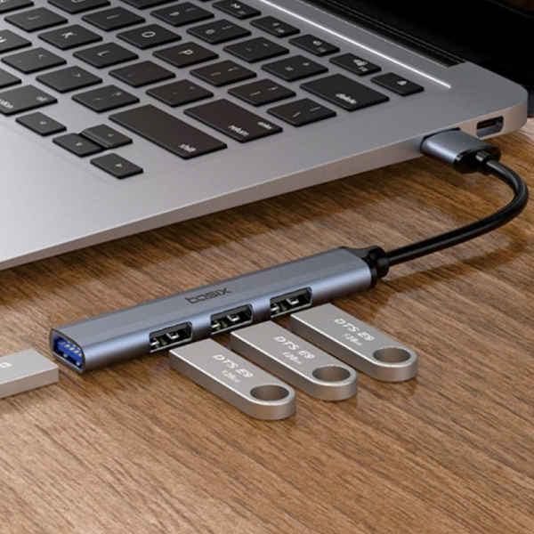 베이식스 USB A타입 허브 멀티 4포트 무전원 USB허브 BU4A